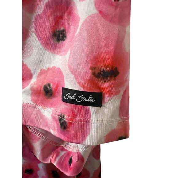 Bad Birdie Golf Polo Shirt Size Large Pink Floral Performance Stretch Top - Picture 4 of 10